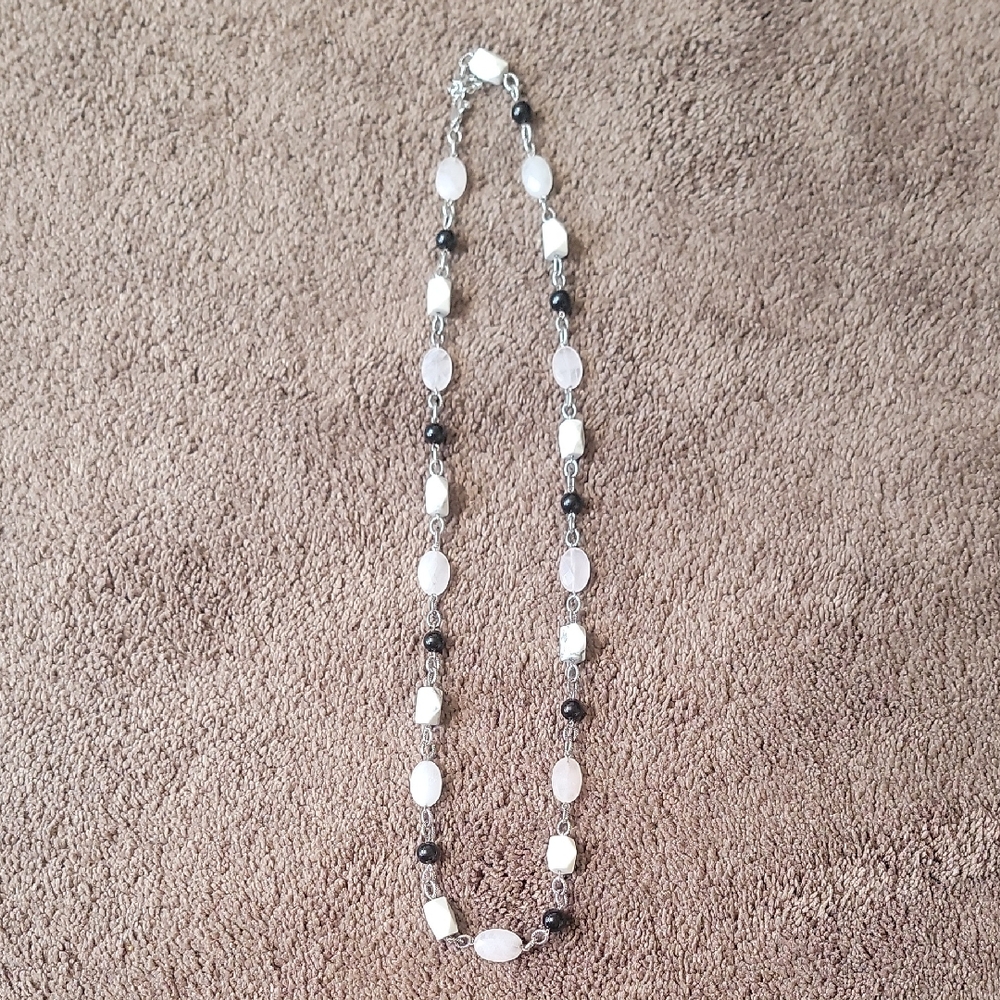 Elegant Black and White Beaded Necklace